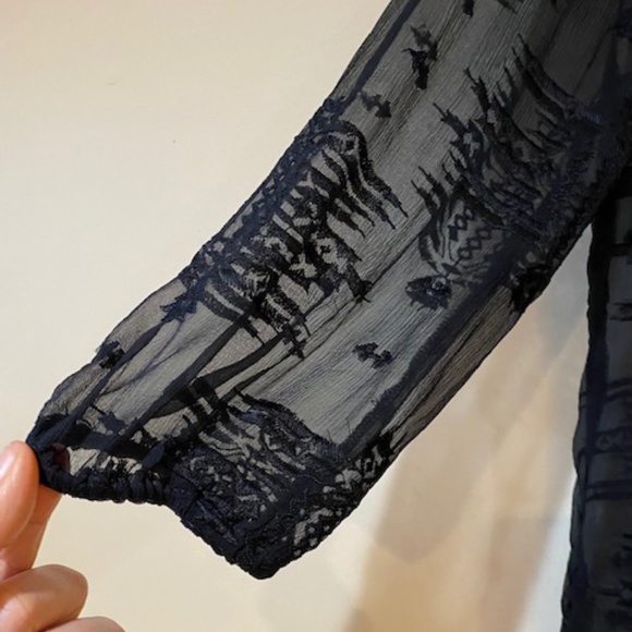 Rachel Mara Embroidered Chiffon Silk Top / Tunic - Picture 6 of 6